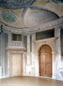 El ospedaletto. La sala donde Vivaldi (1678 - 1741) tocaba. Venecia. Huérfanos filarmónicos cantaban detrás de las rejas. de Italian School