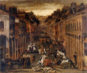 La plaga de 1630 en Bolonia. Propiedad de un banco en Bolonia de Italian School