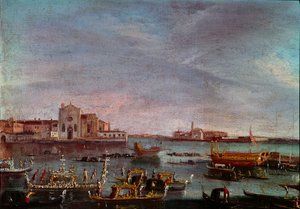 La regata en el Gran Canal de Venecia de Italian School