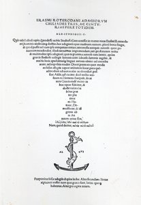 Página de título de los Adagios de Erasmo, impreso por Aldus Manutius en Venecia, 1508