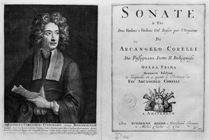 Portada de Sonate a Tre con un retrato de Arcangelo Corelli (1653-1713)