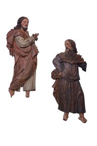 Dos relieves policromados de castaño de santos, Tirol