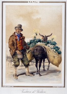 Vendedor de verduras en Nápoles, Italia de Italian School