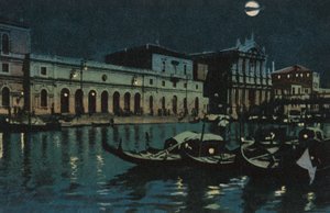 Venecia, gran canal (litografía en color) de Italian School