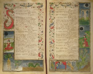 Versos e ilustraciones de borde sobre cómo invocar al diablo de Italian School