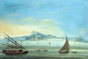 Vista de Nápoles (gouache sobre panel) de Italian School