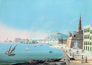 Vista de Nápoles desde el Carmine, c.1845 de Italian School