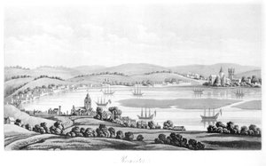 Vista de Rochester en 1669, de Viajes de Cosimo III (1642-1723) Gran Duque de Toscana, por Inglaterra durante el reinado de Carlos II, traducción al inglés, publicado en 1821