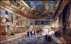 Vista del interior del Palacio Ducal en Venecia, c.1840
