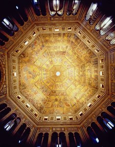 Vista del techo de mosaico, comenzado c.1225 de Italian School
