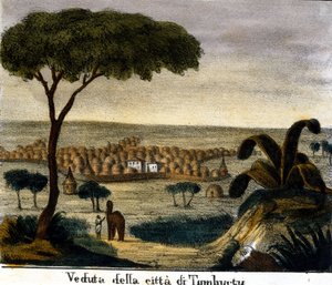 Vista de la ciudad de Tombuctú en Malí en el siglo XIX de Italian School