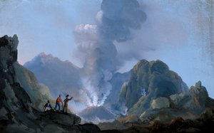 Vista del cráter del Vesubio en 1829 de Italian School