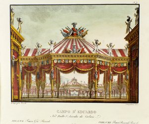 Vista del campamento militar de Eduardo III, Rey de Inglaterra, en 1347 durante la Guerra de los Cien Años, escenografía para la ópera 