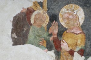 Virgen María con el niño (fresco) de Italian School