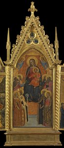 Virgen y Niño entronizados con ocho santos (panel central), c.1330-70 de Italian School