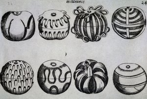 Formas de cortar fruta, Ilustración de Li tre trattati di messer Mattia Giegher bavaro di Mosburc, Trinciante dell
