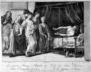 Esposa llevada a la cama de su esposo (¿en su día de bodas?), Italia, s. XVIII