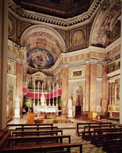 Vista interior del coro, c.1140-1228 de Italian School Italian School