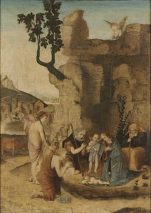 Adoración de los pastores, c. 1500 (óleo sobre madera) de Italian School