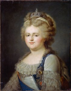 Retrato de la emperatriz María Feodorovna (nacida Sofía Dorotea de Wurtemberg Montbeliard) (1759-1828). Pintura de Ivan Afanasievich Pustynin (1769- después de 1812), óleo sobre lienzo, después de 1796. Arte ruso de Ivan Afanasievich Pustynin