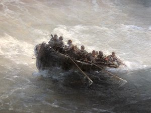 Fragmento de barco con personas