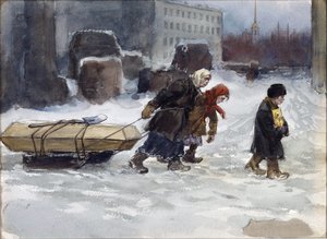 Entierro de un obrero que no era comunista por Vladimirov, Ivan Alexeyevich (1869-1947). Acuarela, gouache sobre papel