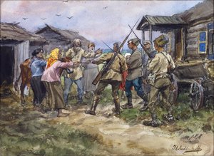 Requisición de ganado para el Ejército Rojo en un pueblo cerca de Luga de Ivan Alexeyevich Vladimirov