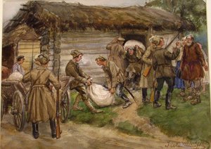 Requisa de harina a los campesinos ricos en un pueblo cerca de Pskov de Ivan Alexeyevich Vladimirov
