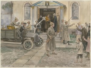 Requisición de los tesoros de la iglesia en Petrogrado 5 de mayo de 1922 de la serie de acuarelas Rusia de Ivan Alexeyevich Vladimirov
