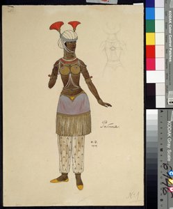 Dibujo de vestuario para la ópera El gallo dorado de Nicolas (Nikolai) Rimsky Korsakov (Rimsky-Korsakov) (1844-1908) (Diseño de vestuario para la ópera El gallo dorado de N. Rimsky-Korsakov (Rimsky Korsakov). Pintura de Ivan Yakolevich Bilibin (Bilibina) ( de Ivan Yakovlevich Bilibin