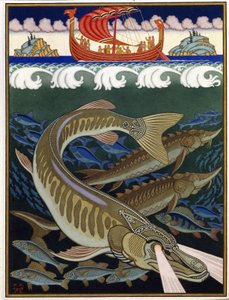 El imperio del mar (Sea Empire). Cuento tradicional ruso. Obra de Ivan Yakovlevich Bilibin (Bilibin) (1876-1942), acuarela y gouache sobre papel de Ivan Yakovlevich Bilibin