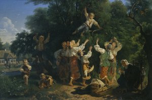 Cosecha de cerezas en el jardín de un terrateniente en Ucrania, 1858 de Ivan Ivanovich Sokolov