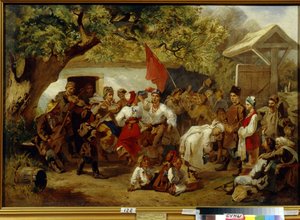 Le repas de noces. (El banquete de bodas). Pintura de Ivan Ivanovich Sokolov (1823-1918), papel sobre papel de Ivan Ivanovich Sokolov
