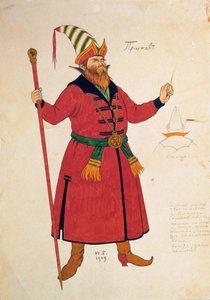 Diseño de vestuario para El gallo de oro de Rimsky-Korsakov, 1909