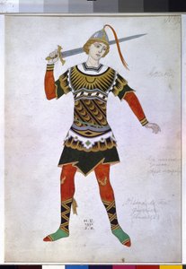 Diseño de vestuario para un guerrero del ballet 