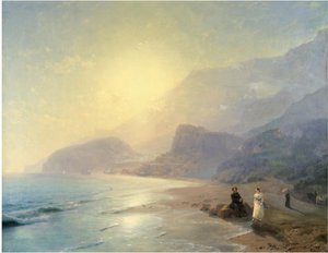 Alexander Pushkin y la Princesa Maria Raevskaya cerca de Gurzuf, 1886