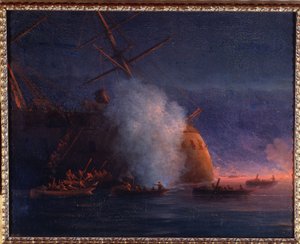 Guerra ruso-turca (ruso-turca) de 1877-1878: el ataque de veleros rusos al acorazado de vapor turco Assari Shevket, en el Mar Negro, 12 de agosto de 1877 (ataque de los cúteres rusos al acorazado de vapor turco Assari Shevket en el Mar Negro el 12 de agost de Ivan Konstantinovich Aivazovsky