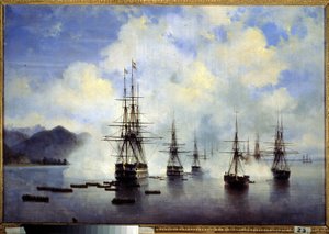 El desembarco del general Nikolai Nikolaievitch Raievsky, en Subashi (Ucrania), en julio Episodio de la conquista del Cáucaso. Pintura de Ivan Konstantinovich Aivazovsky (Ivan Konstantin de Ivan Konstantinovich Aivazovsky