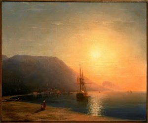 Puesta de sol frente a Ajudag en la costa de Crimea de Ivan Konstantinovich Aivazovsky