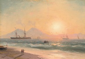 Observando barcos al atardecer de Ivan Konstantinovich Aivazovsky