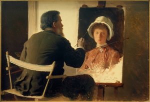 Kramskoi, retratando a su hija de Ivan Nikolaevich Kramskoy