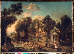 La celebración del templo - Pintura de Ivan Michailovich Tankov (Tonkov) (1740-1799), óleo sobre lienzo