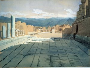 Pompeya (Italia). Vistas del foro de las ruinas romanas en la bahía de Nápoles, frente al monte Vesubio. Obra de Ivan Nikolayevich Kramskoi (1837-1887), acuarela sobre papel de Ivan Nikolaevich Kramskoy