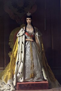Álbum de Coronación del Zar Alejandro III de Rusia (1845-1894) y la Emperatriz María Feodorovna (Dagmar de Dinamarca) (1847-1928) - Retrato de Coronación de la Emperatriz María Feodorovna, Princesa Dagmar de Dinamarca (Del Álbum de Coronación) por Ivan Nik de Ivan Nikolaevich Kramskoy