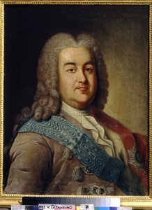 Retrato del príncipe Alexis Mikhailovich Cherkassky (1680-1742) (Retrato del príncipe A.M.Cherkassky). Pintura de Ivan Petrovich Argunov (Argunov) (1729-1802), óleo sobre lienzo, mediados del siglo XVIII. Arte ruso del siglo XVIII. Museo Estatal de Cerámic