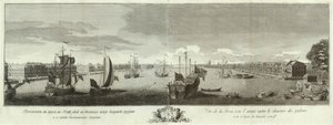 Vista del río Neva entre el astillero y la isla Vasilyevsky Libro del 50 aniversario de San Petersburgo, 1753 de Ivan Petrovich Elyakov
