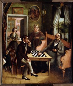 "Las damas" Grupo de burgueses rusos en un interior. Pintura de Ivan Stepanovich Doshchennikov (1812-1893) 1840-1850 Galería Estatal de Arte, Perm, Rusia de Ivan Stepanovich Doshchennikov