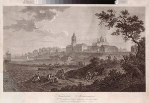 Le monastere Konevsky de la Nativite de la Vierge a Konevets (El monasterio Konevsky de la Natividad de la Virgen en Konevets) - Oeuvre de Ivan Vasilievich Chessky (Cheskoy) (1782-1848), gravure