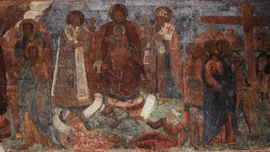 Fresco en la Catedral de Nuestra Señora del Signo, Novgorod, principios del siglo XVIII