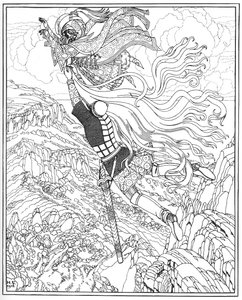 Vuelo de Chernomor y Ruslan. Ilustración del poema Ruslan y Lyudmila de A. Pushkin, 1918 de Ivan Yakovlevich Bilibin